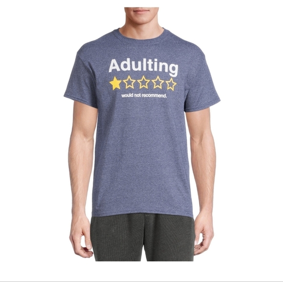 DOM NWT Short Sleeve "Adulting WOULD NOT RECOMMEND" Tag-Less Graphic Tee 870 - Picture 5 of 5